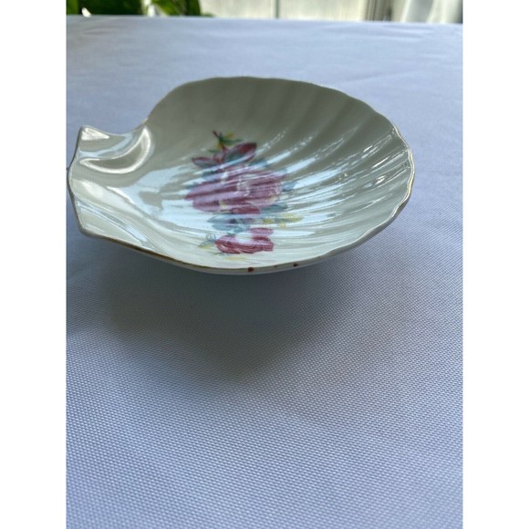 White Shell Bone China Soap Dish with Flowers Made In Japan - Picture 6 of 7